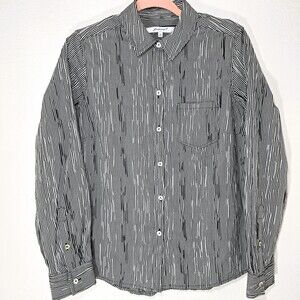 Foxcroft Women's Textured Gingham Stretch Shirt Black & White Size 8